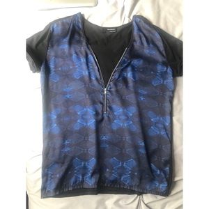 The Kooples Silky Patterened Zip-Up Shirt